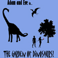 dinosaurs and the garden of eden womens shirt